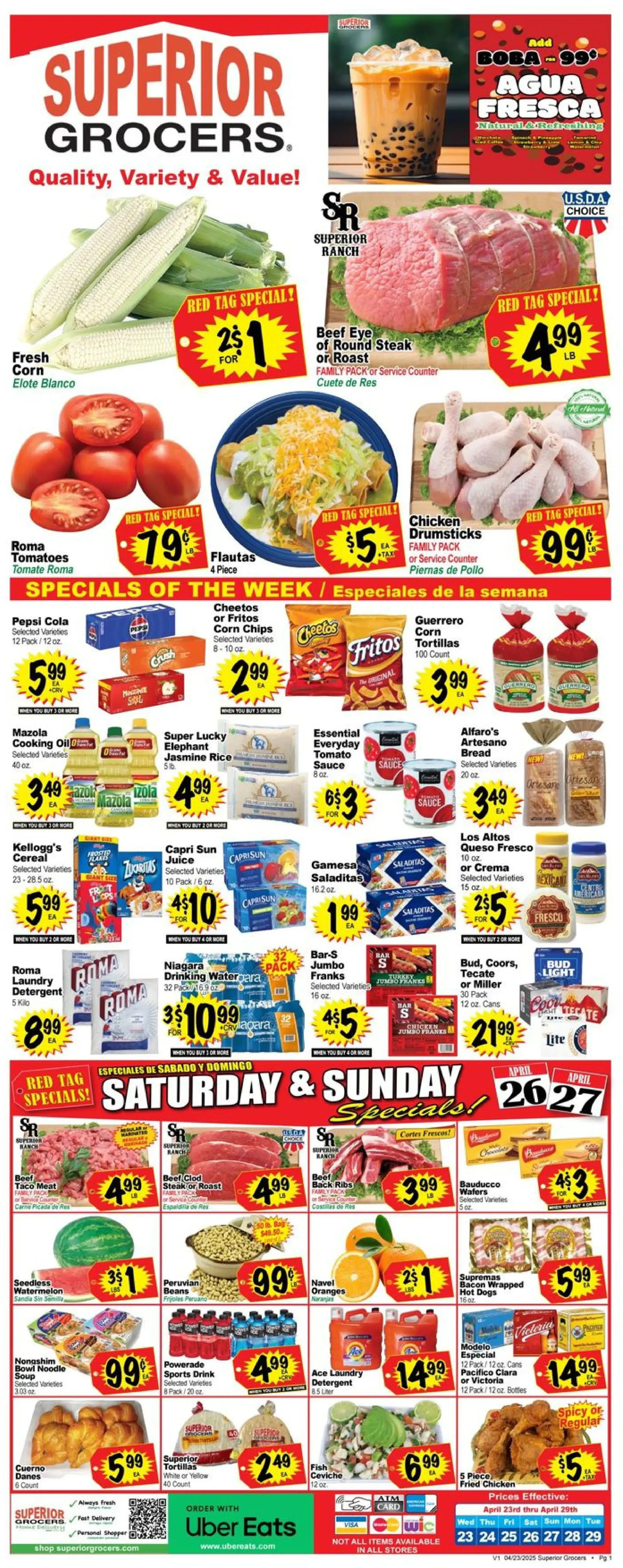 Superior Grocers Weekly Ad Page 1