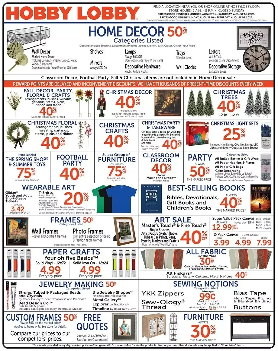 Hobby Lobby Weekly Ad Page 1