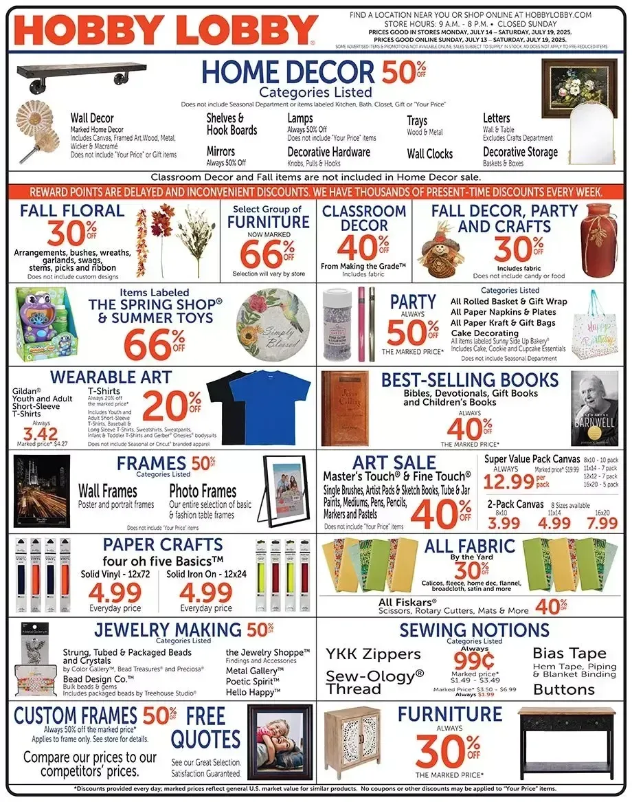Hobby Lobby Weekly Ad Page 1