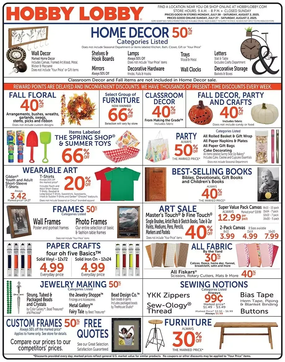 Hobby Lobby Weekly Ad Page 1