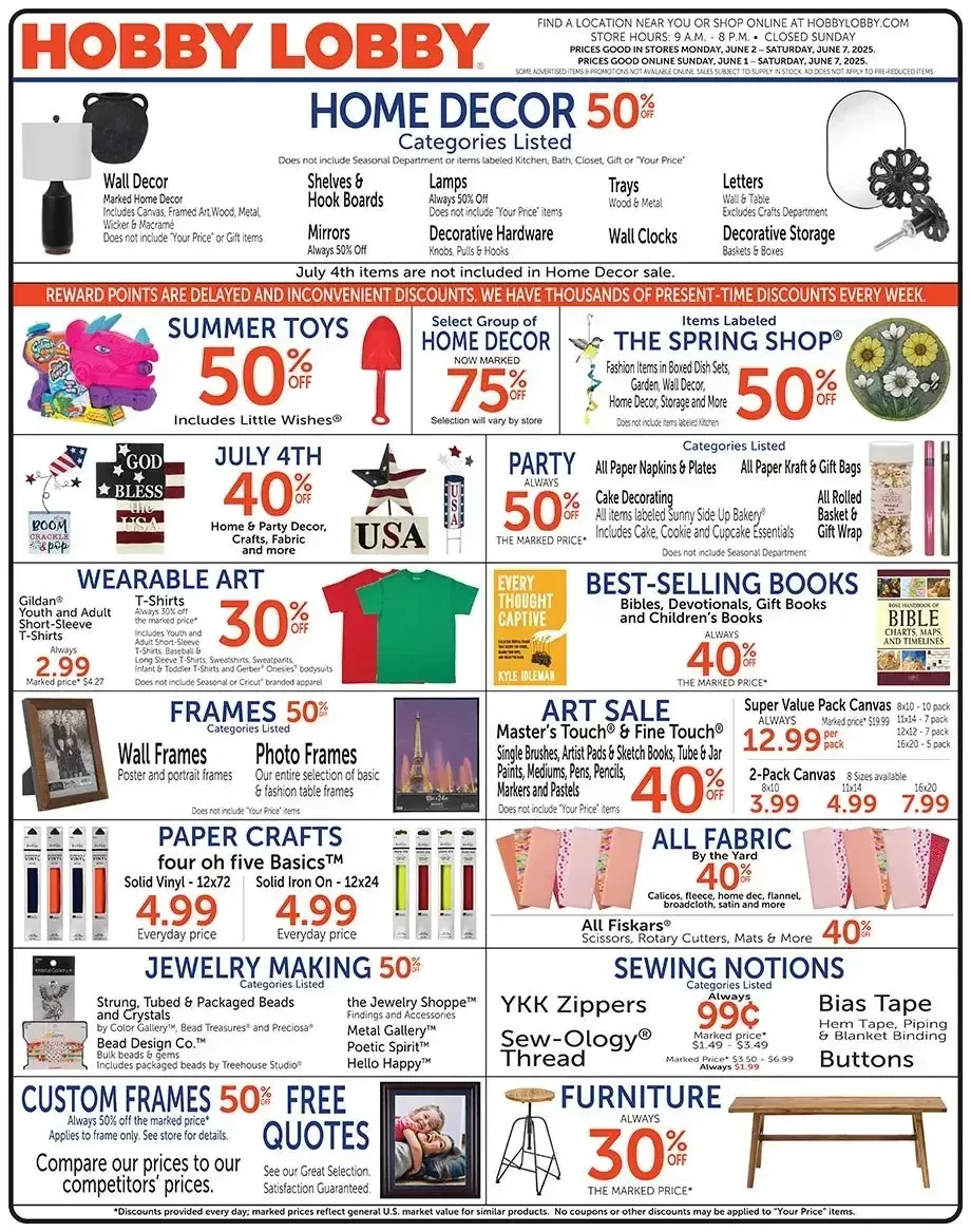 Hobby Lobby Weekly Ad Page 1