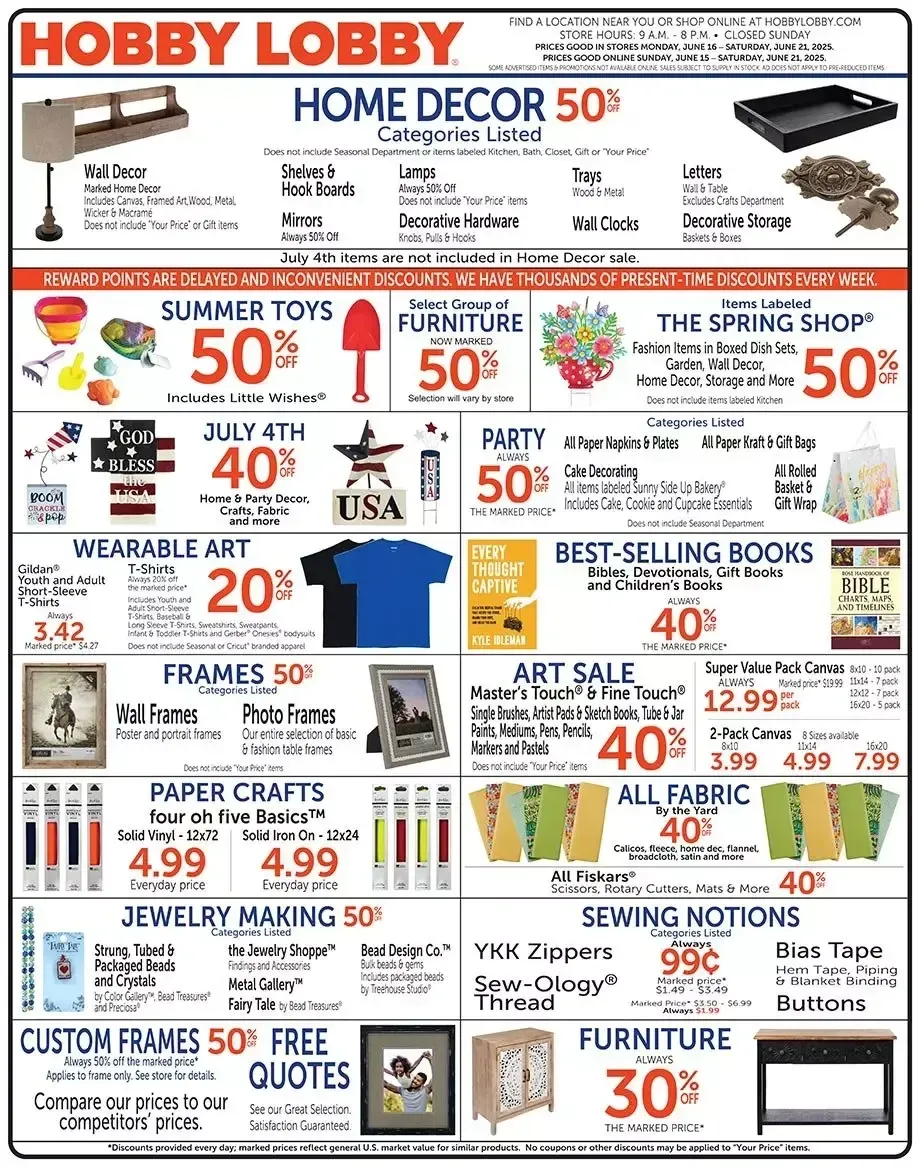 Hobby Lobby Weekly Ad Page 1
