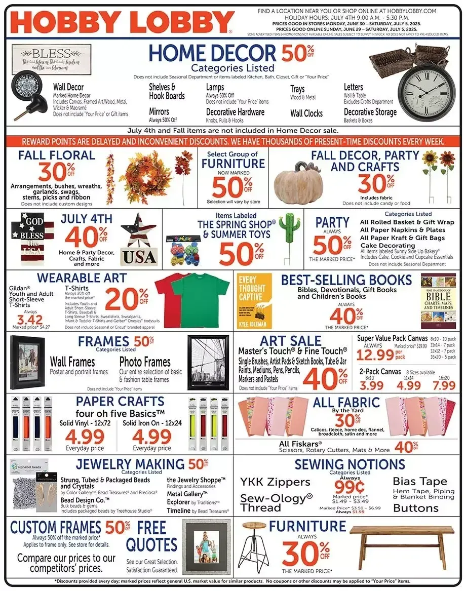 Hobby Lobby Weekly Ad Page 1