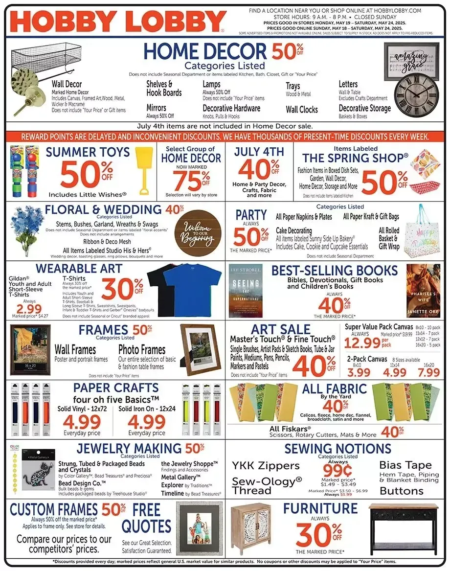 Hobby Lobby Weekly Ad Page 1