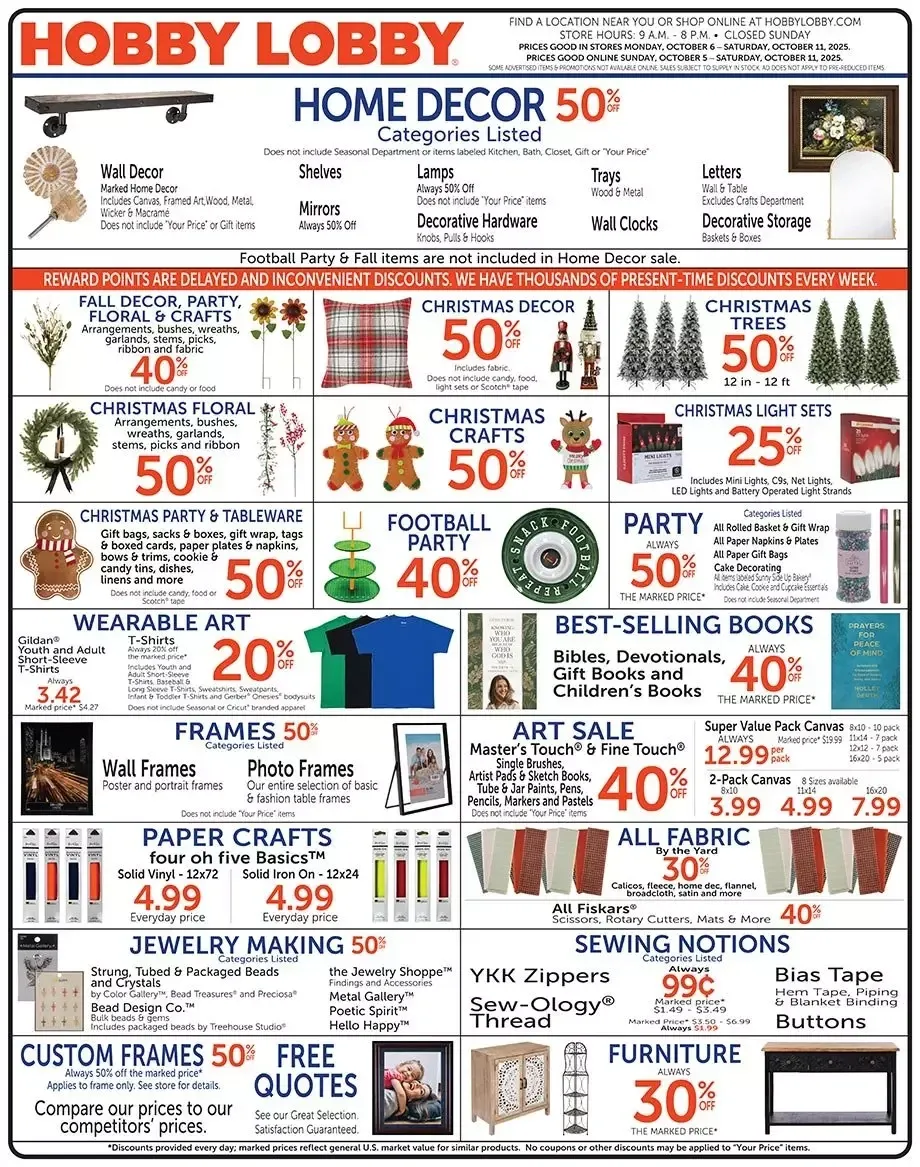 Hobby Lobby Weekly Ad Page 1