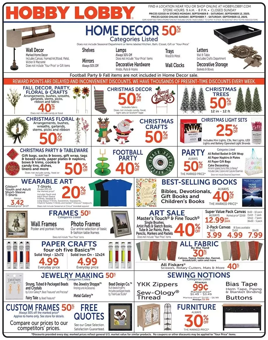 Hobby Lobby Weekly Ad Page 1