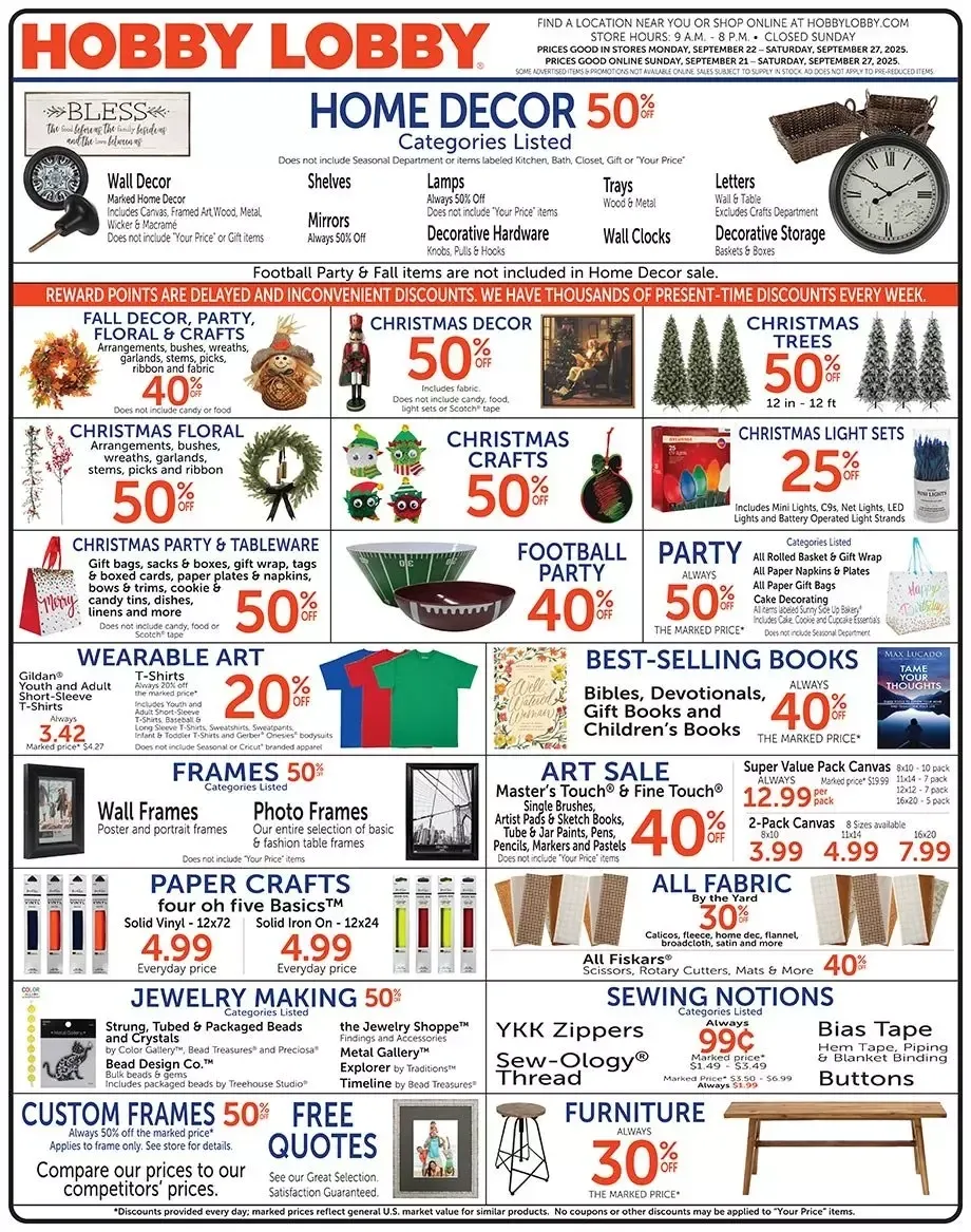 Hobby Lobby Weekly Ad Page 1