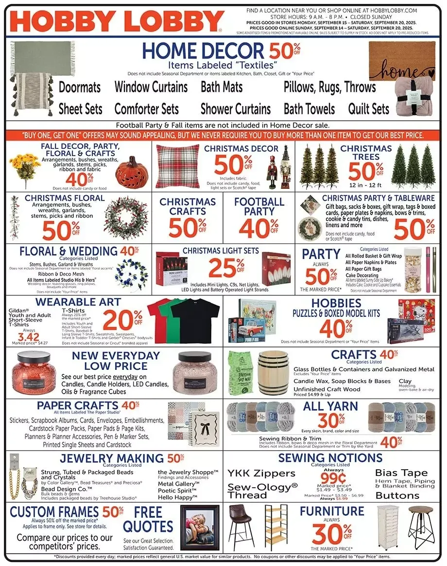 Hobby Lobby Weekly Ad Page 1