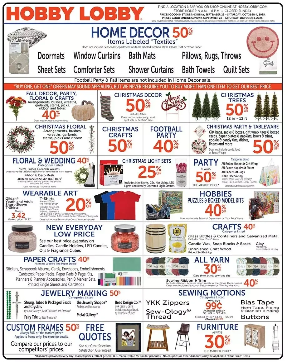 Hobby Lobby Weekly Ad Page 1