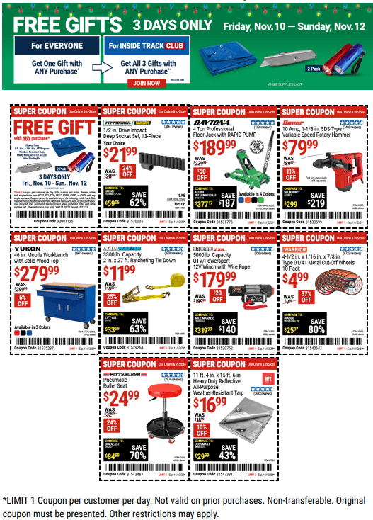 Harbor Freight 1110 1112 1