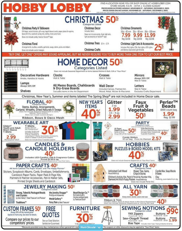 Hobby Lobby 1126 1202 1