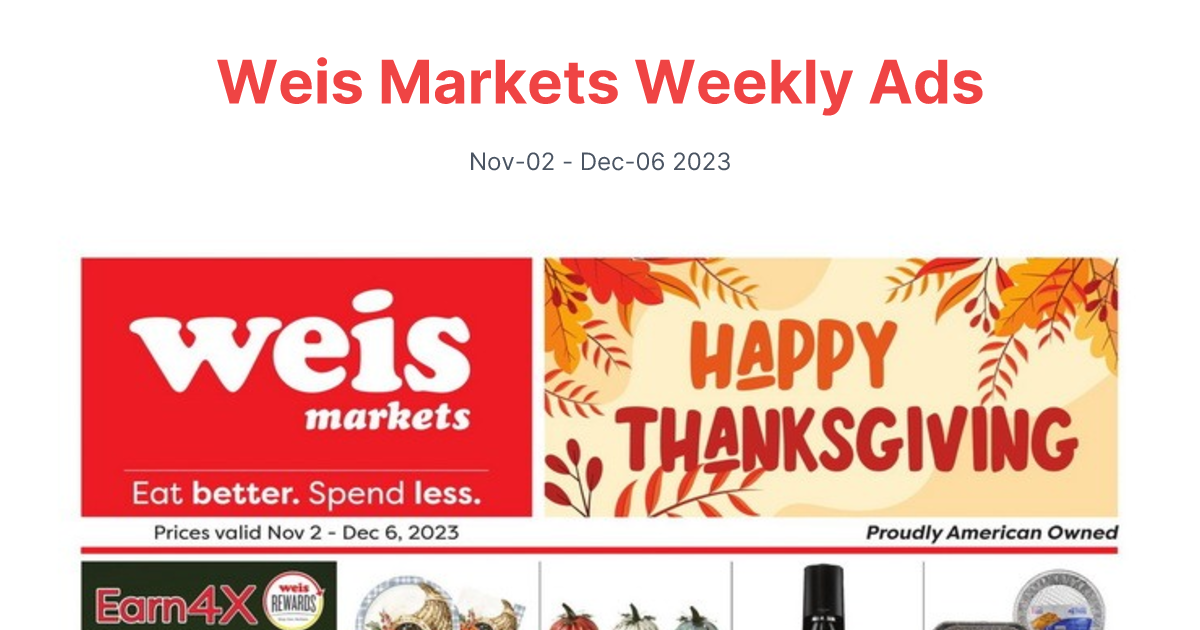 Weis Markets Thanksgiving 1102 1206 1 2