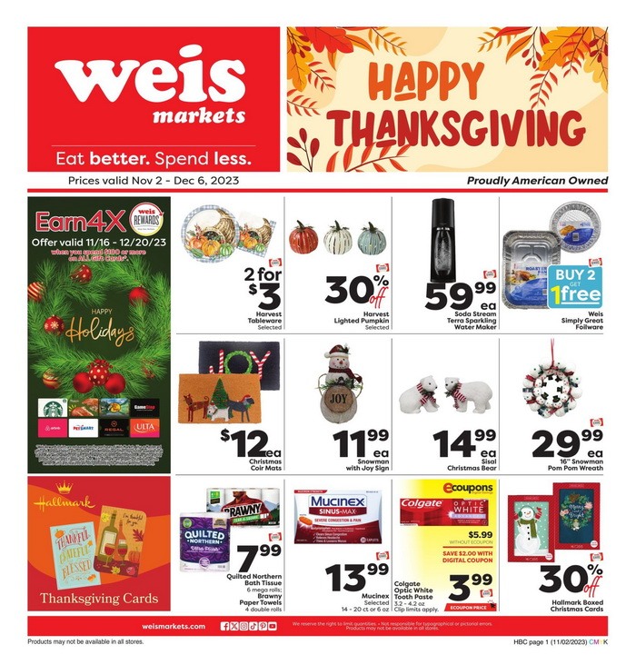 Weis Markets Thanksgiving 1102 1206 1